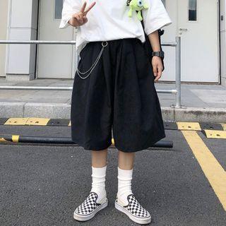 Plain Wide-leg Shorts / Chain