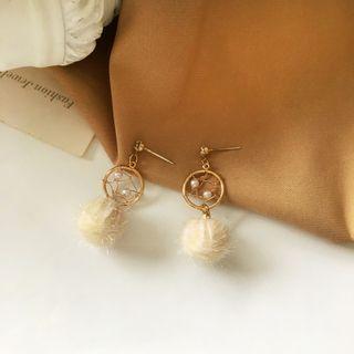 Pom Pom Faux Pearl Alloy Dangle Earring