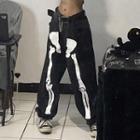 High-waist Bone Print Loose-fit Pants