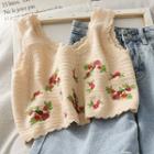 Embroidered Cropped Vest Almond - One Size