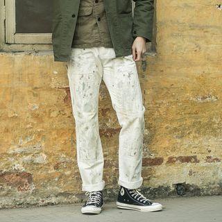 Paint Splattered Straight-cut Pants