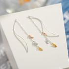 Fish Sterling Silver Fringed Earring 1 Pair - Silver & Gold & Pink - One Size