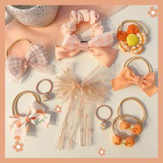 Set Of 10: Hair Tie 6# - Set Of 10 Pcs - Pink & Tangerine - One Size