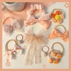 Set Of 10: Hair Tie 6# - Set Of 10 Pcs - Pink & Tangerine - One Size
