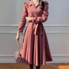 Collared Swing Dress With Sash