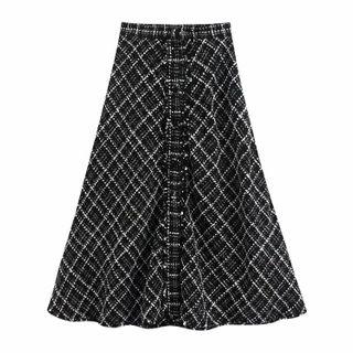 Tweed A-line Midi Skirt
