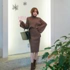 Set: Turtleneck M Lange Knit Top + Pencil Skirt