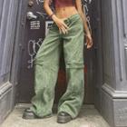 Low Rise Tie-dyed Wide Leg Cargo Pants