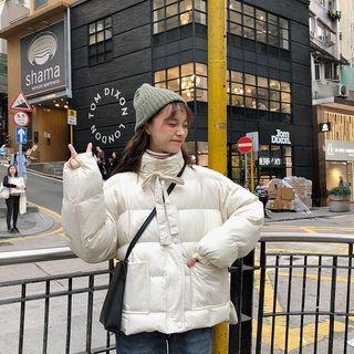 Stand Collar Padded Jacket Almond - One Size