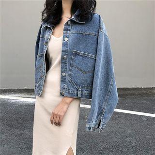 Cropped Denim Jacket Blue - One Size