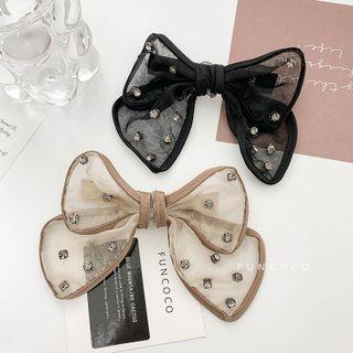 Bow Faux Rainstone Mesh Hair Clip