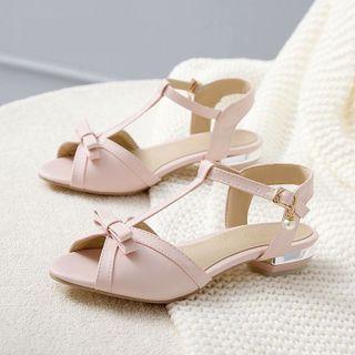 Peep Toe T-strap Flats