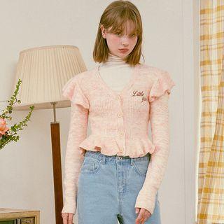 Ruffle-detail Cropped Cardigan Multicolor - One Size
