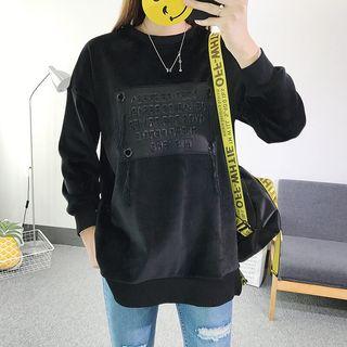 3d Letter Applique Tasseled Detail Long Sweatshirt