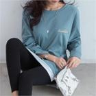 Letter-embroidered Long T-shirt