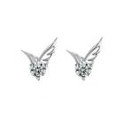Simple Angel Wing Stud Earrings With White Austrian Element Crystal
