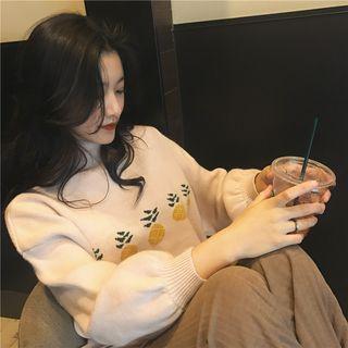 Mock-neck Pineapple Pattern Sweater