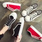 Contrast Trim Letter Canvas Sneakers