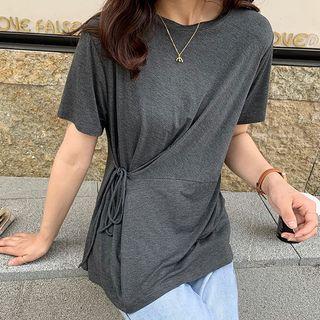 Short-sleeve Tie-side T-shirt
