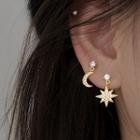 Non-matching Rhinestone Star Moon Drop Earring
