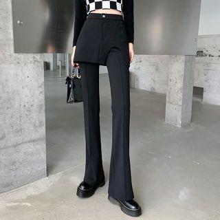 Mock Two-piece Irregular Boot-cut Pants