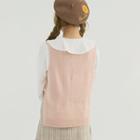 V-neck Pastel Color Knit Vest