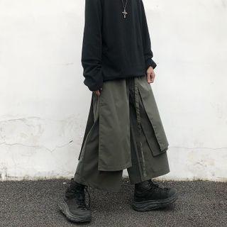 Mock Two-piece Wide Leg Cropped Pants