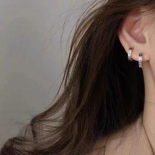 Roman Numeral Hoop Earring 1 Pair - Silver - One Size