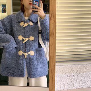 Furry Toggle Coat Blue - One Size