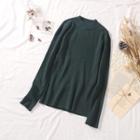 Mock-neck Knit Top Green - One Size
