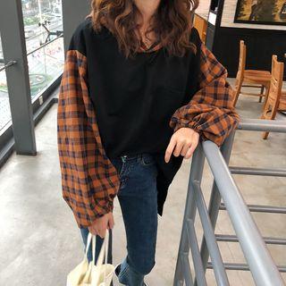 Mock Two-piece Plain Panel Sweatshirt