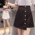 High-waist Button Mini A-line Skirt