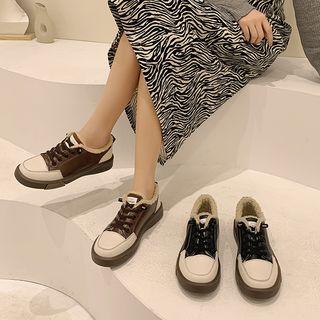 Lace-up Platform Paneled Sneakers
