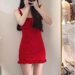 Ruffle Strap Bodycon Dress