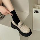 Platform Patent Chained Loafers