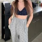 Spaghetti Strap Pattern Top / Sweatpants