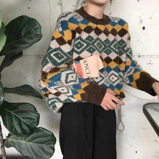 Geometric Round-neck Sweater