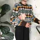 Geometric Round-neck Sweater