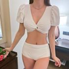 Short-sleeve Plain Tankini