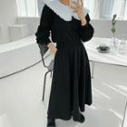 Frilled Wide-collar Maxi Pullover Dress