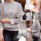 Lace-cuff Brushed Fleece Lined Pullover