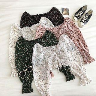 Floral Frilled Long-sleeve Top