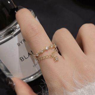 Star Rhinestone Open Ring J226 - Gold - One Size