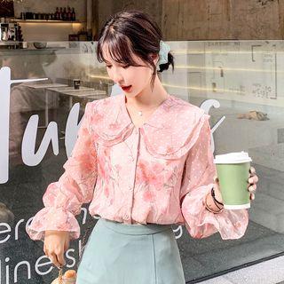 Floral Peter Pan Collar Chiffon Blouse