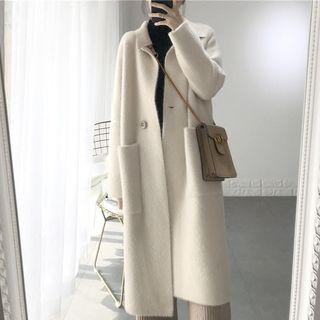 Furry Double-breasted Knit Coat