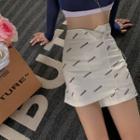 High-waist Lettering A-line Mini Skirt