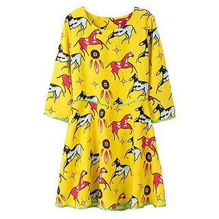 Print 3/4-sleeve Dress