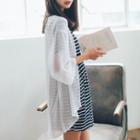 Plain 3/4 Sleeve Chiffon Coat