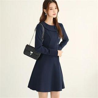 Button-trim A-line Dress