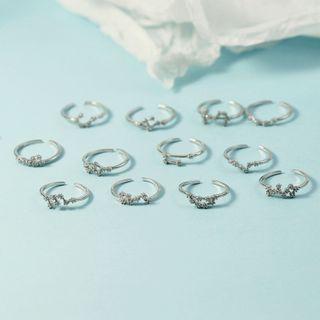 Rhinestone Zodiac Open Ring
